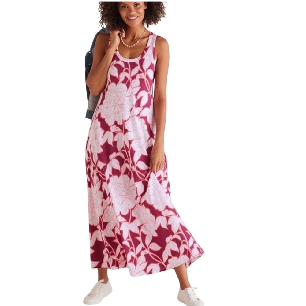 Soft Surroundings Santiago Song Dress 3X Floral Sleeveless Jersey Knit Maxi